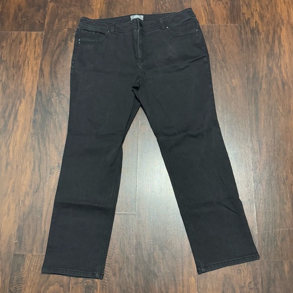 Chico's Denim - Chico's So Slimming Black Straight-Leg Stretchy Jeans Classic Style Size 3 EUC